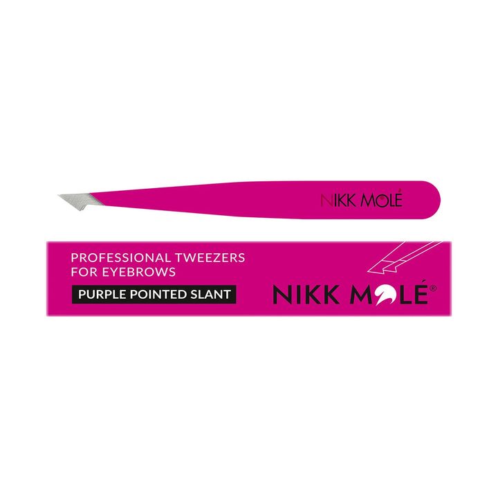 פינצטה מקצועית משופעת לגבות – ורוד כהה NIKK MOLE